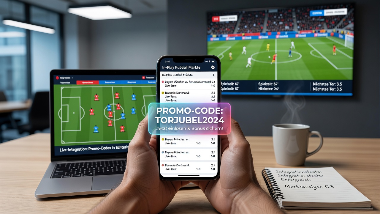 Visualisierung der mobilen Promo-Code-Nutzung während eines Live-Fußballspiels auf einer deutschen Wett-App