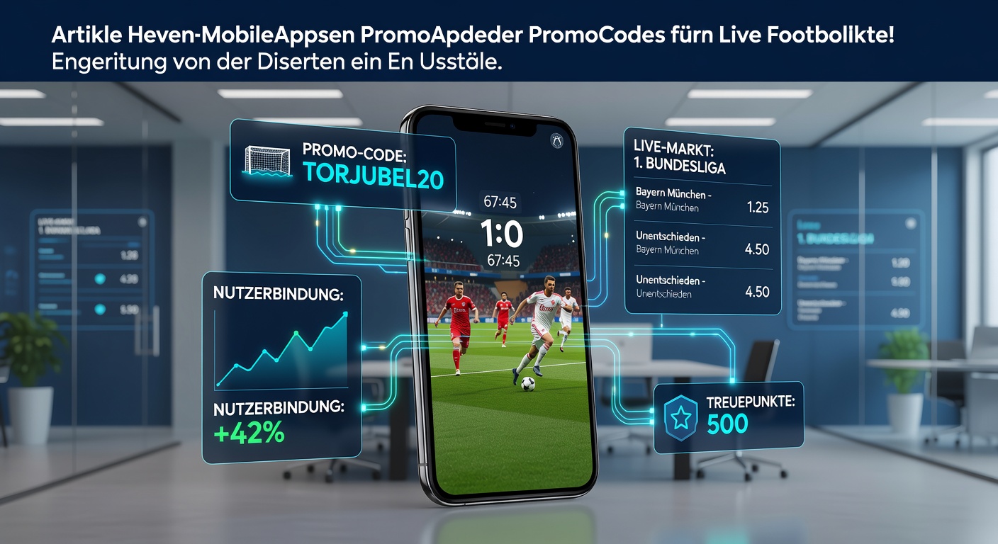 Mobile Wett-App Oberfläche mit integrierten Promo-Codes für Live-Fußballmärkte