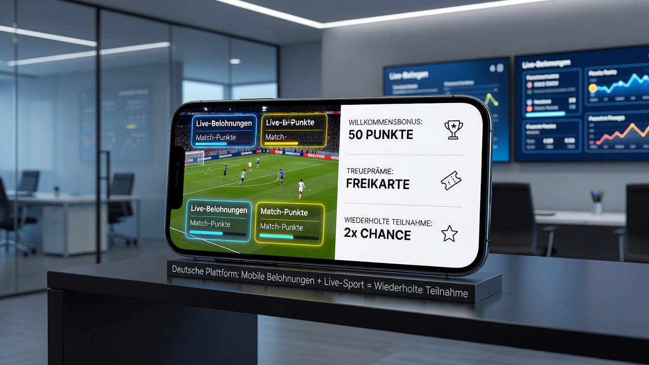 Beispiel einer mobilen App-Oberfläche mit Live-Sport-Belohnungen und Punkte-Tracking