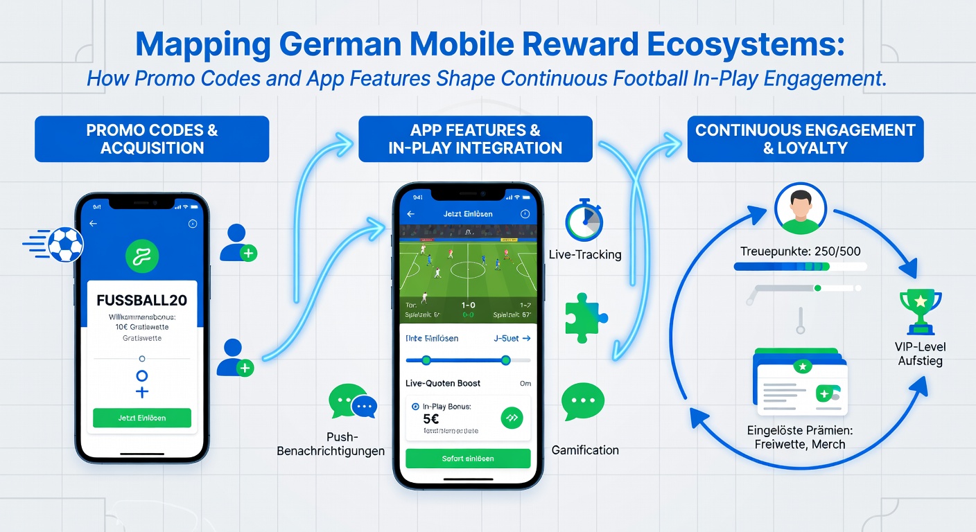 Visualisierung der mobilen Belohnungsökosysteme mit Promo-Codes und App-Features für deutsche Fußball-Wetten