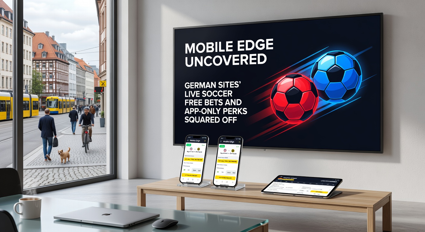 Vergleichstabelle auf Smartphone-Display mit App-Icons von deutschen Wettanbietern, Free-Bet-Symbolen und Perk-Highlights